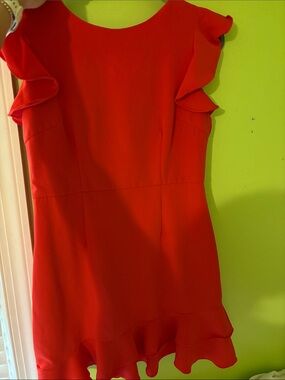 The Impeccable Pig Red Ruffle Sleeve Dress